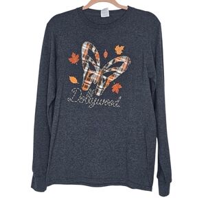 Dollywood Heathered Blue Long Sleeve Tee With Butterfly